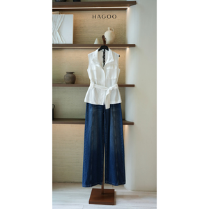 A8171 HAGOO Luxury Women Sleeveless Trench Shirt Stand Collar Utility Pocket Top Wholesale - Product Image 1