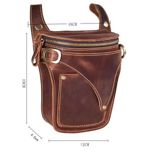 Sac banane en cuir style vintage antivol avec fermeture éclair et poche avant, vente directe usine, unisexe, usage quotidien - Product Image 6
