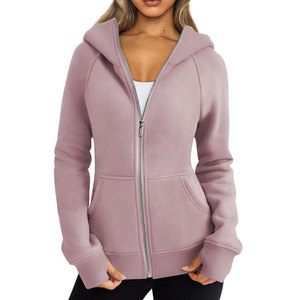 Latest Design Custom Fashion Women Zip-Up Hoodie Long Sleeve Casual Outwear Breathable Cotton Winter Hooded Sweatshirts - Product Image 1