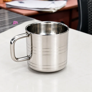 Mug en acier avec poignée, design minimaliste, double paroi, vaisselle portable - Product Image 4