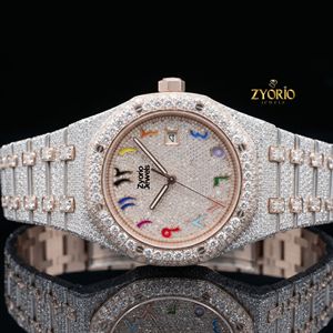 Reloj de Lujo con Incrustaciones de Moissanita para Hombre, Personalizado en Dos Tonos, Oro Rosa y Acero Inoxidable, con Diamantes y Esfera Árabe - Product Image 1