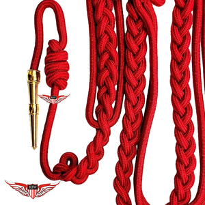 Cordon d'aiguillette rouge tressé pour défilé avec embout en laiton, cordon d'aiguillette rouge avec embout en laiton - Product Image 5