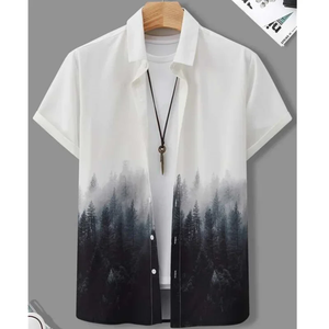Chemise tendance pour homme avec imprimés 3D style peinture à l'encre, vêtement masculin décontracté à manches courtes pour la plage, les fêtes, le streetwear et les chemises hawaïennes - Product Image 5