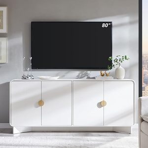 70" Modern <strong>TV</strong> <strong>Stand</strong> for <strong>TVs</strong> up to 80 Inches, 30" <strong>Tall</strong> Entertainment Center with Storage and Adjustable Shelves, for Living Room - Product Image 4