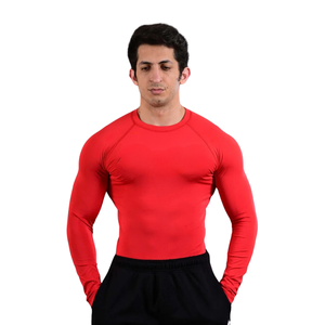 Camiseta de Compresión Roja de Manga Larga para Hombre, Cuello Redondo, Ajustada, para Gimnasio, Entrenamiento, Deporte, Ropa Deportiva, Capa Base - Product Image 5
