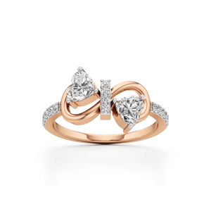 Anillo de Diamantes de Tres Piedras en Oro Rosa con Anillo de Compromiso Clásico para Mujer - Product Image 2