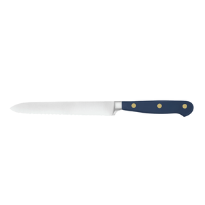 Cuchillo de Cocina Multiusos de 5 Pulgadas con Hoja Serrada de Acero Inoxidable y Mango Azul con Triple Remache para Frutas, Verduras y Pan - Product Image 1