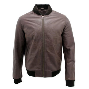 Chaqueta Bomber de Piel de Vaca para Hombre, Estilo Casual de Invierno, Cuello Alto, Cierre de Cremallera, Alta Calidad, Ecológica, Suministro Directo de Fábrica - Product Image 3