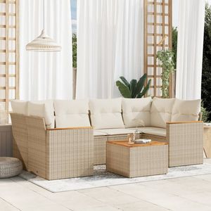 Divano da giardino Beige PE Rattan con acciaio verniciato a polvere e legno di Acacia per mobili da giardino - Product Image 1