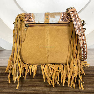 2025 vente en gros nouveauté usiné à la main en cuir de vachette femmes sac à bandoulière Vintage épaule fronde sac à main avec gland détail - Product Image 5