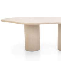 Mesa de Comedor Larga Elegance Beige de MDF con Dos Patas Resistentes de MDF para Cenas Familiares Grandes