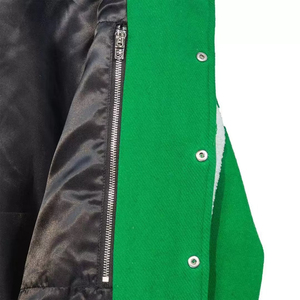 Chaqueta Varsity Negra Transpirable y Ligera, Manga Larga, Cierre de Botones, Cuello Alto, Ropa Exterior para Mujer, Otoño, Chinille - Product Image 6