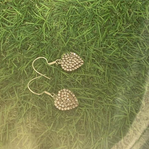 Pendientes de Acero Inoxidable con Forma de Corazón Blanco, Pendientes de Moda con Forma de Corazón para Mujer, Joyería con Piedras Preciosas Hechas a Mano - Product Image 1