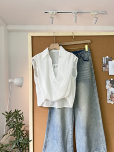 เสื้อกล้ามแขนกุด L819 สำหรับฤดูร้อน ผ้าถักทอเนื้อนุ่ม ผสมผสานผ้าไหม ให้ความเย็นสบาย คอปกแบบมาตรฐาน ทรงพอดีตัว สวมใส่สบายๆ สำหรับฤดูใบไม้ผลิและฤดูร้อน - Product Image 2