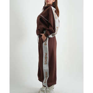 Ensemble de survêtement personnalisé OEM pour femmes, de haute qualité, 240g, polyester/coton, uni - Product Image 2