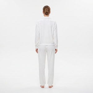 <b>Women's</b> <b>White</b> Fleece <b>Tracksuit</b> Half-Zip Pullover With Front Logo Side Pockets Casual Winter Wear Full Length Regular Fitcccccccc - Product Image 6