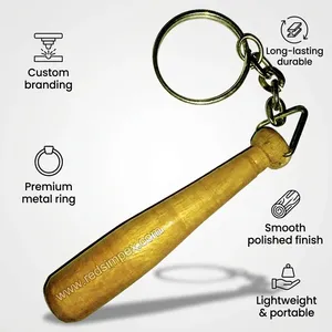 Llavero de Madera Personalizado con Forma de Bate de Béisbol, Llavero de Madera Dura Resistente, Logotipo Personalizado, Recuerdo Deportivo - Product Image 3