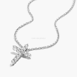Collier de luxe en diamant de laboratoire 0,50 ct, taille brillant rond, jaune rose, plaqué or blanc, bijoux élégants, fournisseur en gros pour l'exportation - Product Image 3