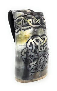 Chope en corne naturelle de style viking moderne pour la bière, le miel, les fêtes, en provenance d'Inde - Product Image 2