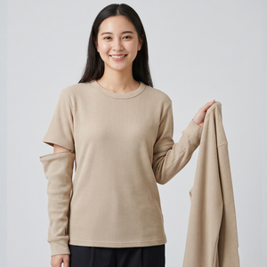 T-shirt gaufré pour femme à manches amovibles, style streetwear - Product Image 4