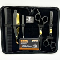 Ensemble de ciseaux de coupe de cheveux en acier inoxydable, kit pour désépaissir, salon de coiffure, sous étiquette privée, 6 pouces, 5 pièces