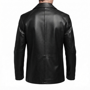 Men Brown Real <b>Leather</b> <b>Jacket</b> Lapel Collar Button Up Vintage Coat Casual Slim Fit Outerwear Custom Wholesale B2B <b>Leather</b> <b>Blazer</b> - Product Image 3