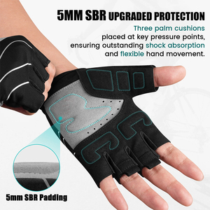 Gants de cyclisme mi-doigts avec rembourrage SBR 5MM, confortables et respirants, pour le sport et le vélo, avec service OEM - Product Image 2