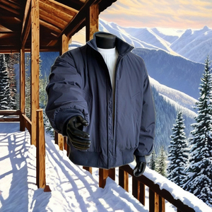 Bearfit <b>Men's</b> Windproof Coated Spandex/Cotton Knit Zipper Vintage Stand Collar Custom Winter Bomber Jacket - Product Image 1