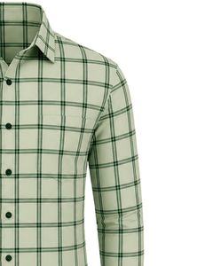 Camisa de Franela de Algodón a Cuadros Verde Salvia para Hombre, Manga Larga, con Botones, Estilo Casual y Formal, para Oficina, Personalizable - Product Image 5
