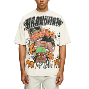 Camiseta Oversize Personalizada Glory OEM de Estilo Urbano con Estampado Gráfico Vintage Desgastado y Algodón Pesado al por Mayor para Unisex - Product Image 1