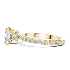 Anillo Solitario Único con Diamante Redondo de 1 Quilate Cultivado en Laboratorio con Halo en Oro Amarillo de 18 Quilates para Fiestas, Compromisos, Bodas y Uso Diario para Mujeres - Product Image 3