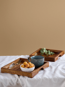 Bandeja de Servir Multiusos Hecha a Mano, Ecológica, de Madera, Plato para Comida, Organizador de Bebidas para Desayuno, Té y Café, Moderna para Bodas y Cenas - Product Image 1
