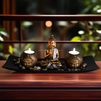 Statue de bouddha inspirée de l'Asie du sud-est thème bougeoirs en fer faits à la main méditation Relaxation décoration de la maison noël