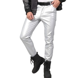 กางเกงหนังแท้สีขาวคุณภาพสูงสำหรับผู้ชาย ทรงลำลอง เอวกลาง ทรงปกติ ย้อมสีเรียบ วิธีการทอแบบไม่ถักทอ บริการ OEM/ODM - Product Image 2