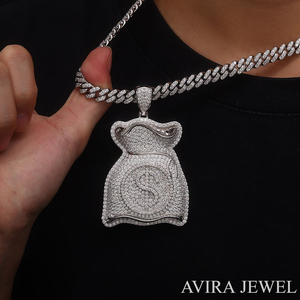 Joyería Unisex Elegante y Atemporal, Colgante Hip Hop de Moissanita, Plata de Ley 925, Chapado en Oro Amarillo y Rosa, Sin Níquel - Product Image 2