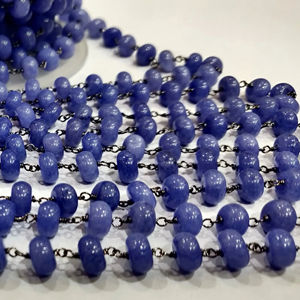 Chaîne de perles de tanzanite naturelle, forme ronde, lisse, 8 mm, vendue au mètre - Product Image 2
