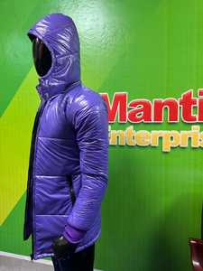 Veste d'hiver matelassée pour femme Mantic Enterprises, couleur violette, à capuche, manches longues, épaisse, chaude, en cuir véritable, imprimé animal, cachemire - Product Image 2