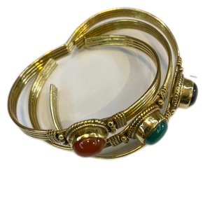 Brass Charm Bracelet 3 Metal <b>Wire</b> Yingyang Brass Bangles - Product Image 4