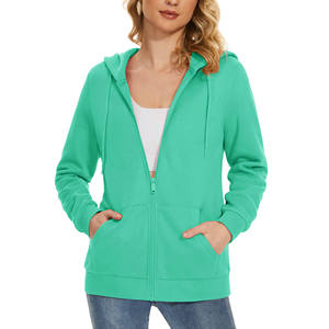 Sweat à capuche zippé sur mesure pour femme, coupe ample, épaules tombantes, grande taille, 100 % coton 300g, entièrement zippé - Product Image 2