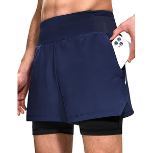 LEAFITS Short de sport blanc pour homme, séchage rapide, respirant, coupe-vent, en polyester, avec poche zippée, taille élastique, léger - Product Image 1