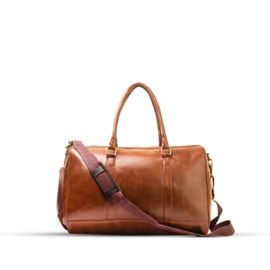 Custom Logo Large Capacity Vintage <b>Duffel</b> <b>Bags</b> for Men Genuine Real Leather Brown Overnight Weekend Travel Garment <b>Bags</b> Factory - Product Image 1