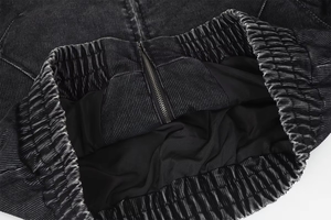 Sudadera con capucha vintage negra para hombre con cremallera, chaqueta corta de pana con mangas raglán y bolsillo canguro, sudadera con capucha de bloques de color para hombre - Product Image 4