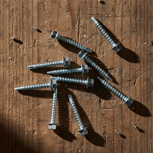 Tornillos autorroscantes TEK Point con cabeza hexagonal y arandela, Clase 4.8 6.8, rosca gruesa, de acero al carbono zincado/galvanizado, en pulgadas - Product Image 1