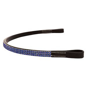 Équipement de cheval en cuir indien 2024 à la mode Horsekraft Fancy Show Brow Band avec trois rangées de cristal bleu Design de bride élégante - Product Image 4