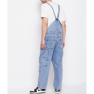 Pantalones de Mezclilla Azul Claro para Hombre, Estilo Overol, Color Sólido, Algodón Lavado, Transpirables, Estilo Ropa de Trabajo para Primavera - Product Image 5