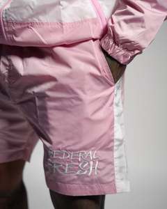 2026 Custom Light Weight Nylon <b>Tracksuit</b> Windbreaker Short Set Reflective Zip Up Nylon <b>Polyester</b> Contrast Windbreaker Short Set - Product Image 3