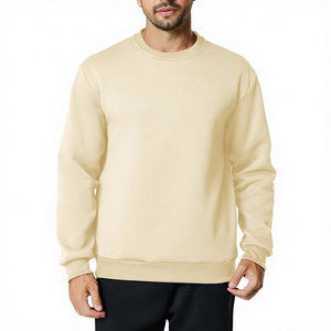 Sudadera de cuello redondo extragrande para hombre, de color liso, de algodón lavado, forro polar de secado rápido, 300 g, informal, de manga larga, para otoño. - Product Image 5
