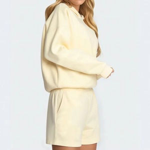 ชุดเซ็ตฮู้ดดี้และกางเกงขาสั้นผ้าฝ้าย 100% สำหรับผู้หญิง ออกกำลังกาย ฟิตเนส ชุด 2 ชิ้น แฟชั่น ทันสมัย ไซส์พลัส - Product Image 2