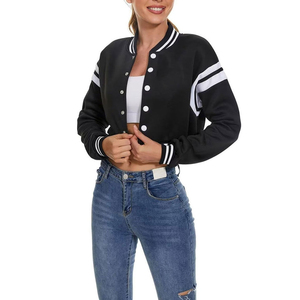 Blouson bomber beige pour homme, manches en cuir PU, corps en chenille, col montant, vêtement décontracté pour l'automne - Product Image 3