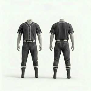 Uniforme de Béisbol Personalizado para Hombre, Jersey Azul con Rayas Amarillas, Pantalones Azules con Rayas Amarillas, Cinturón Oscuro, Conjunto de Ropa Deportiva para Equipo - Product Image 4